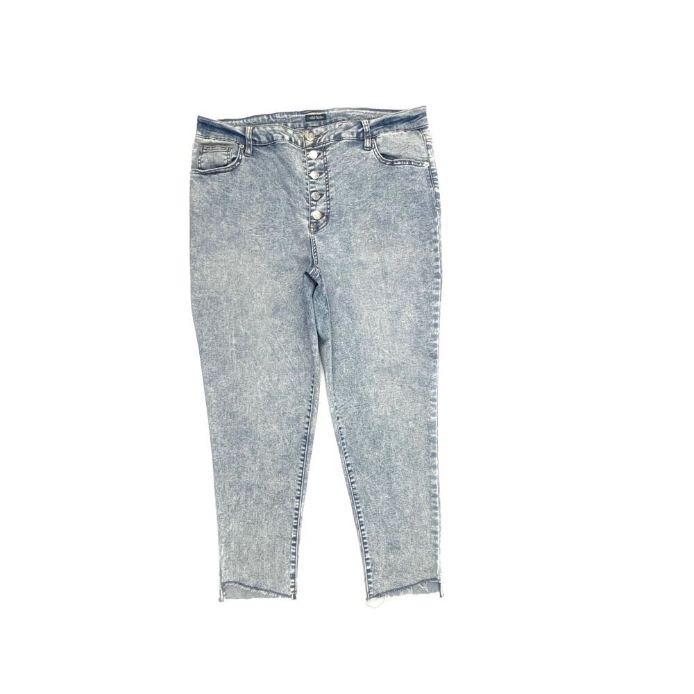 Wild Fable Skinny Jeans Women 18 Blue Acid Wash Button Fly‎ Raw Hem